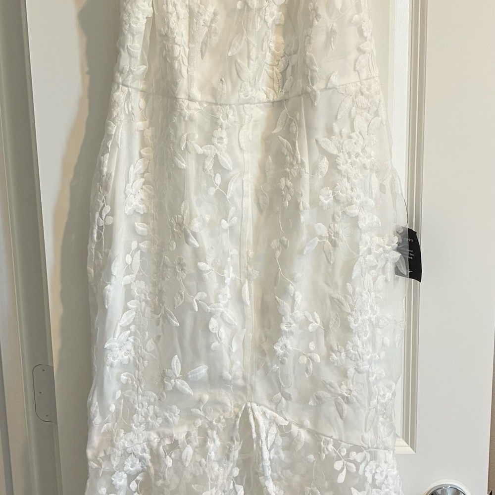 Lulu's White Floral Embroidered Wedding Dress